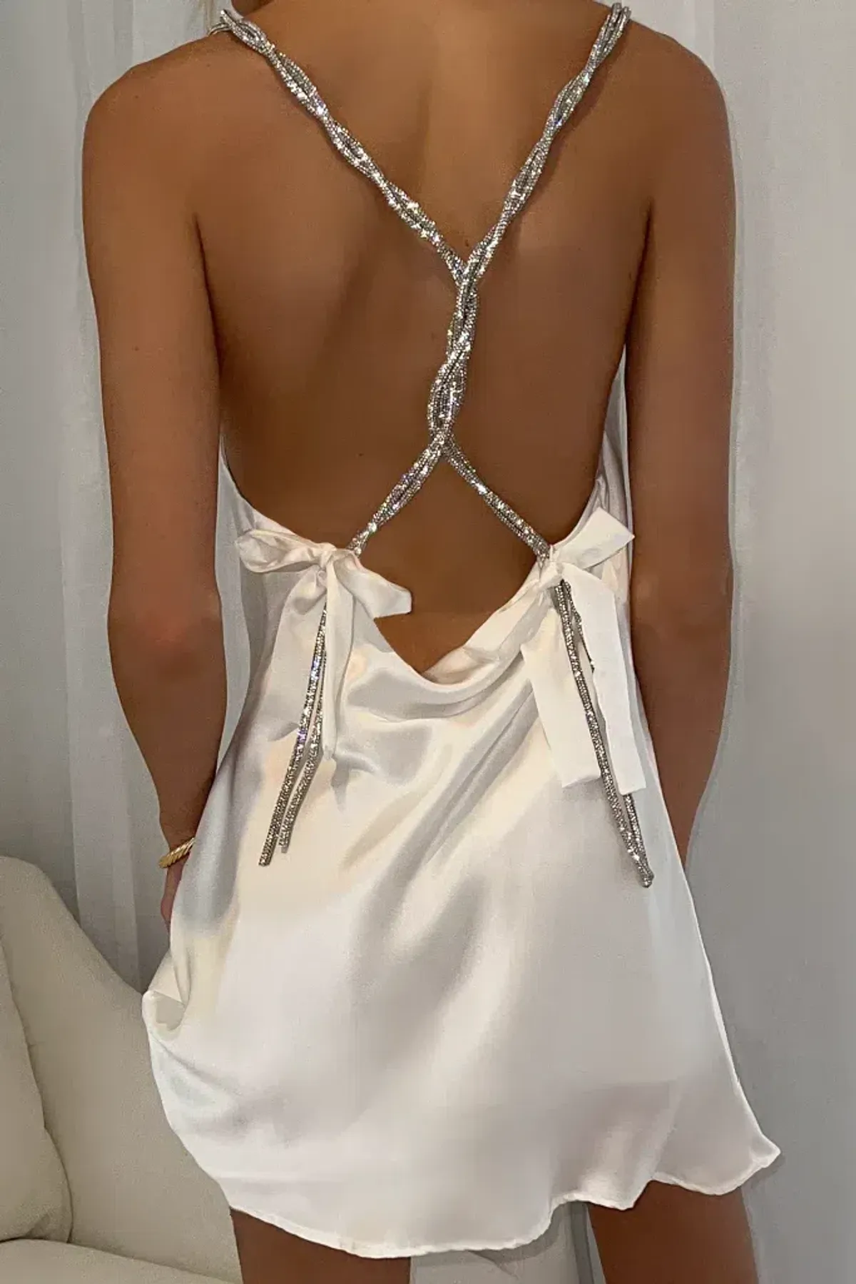 Sisters the Label Chloe Multiway Mini Dress Pearl Silk One Size - Image 3