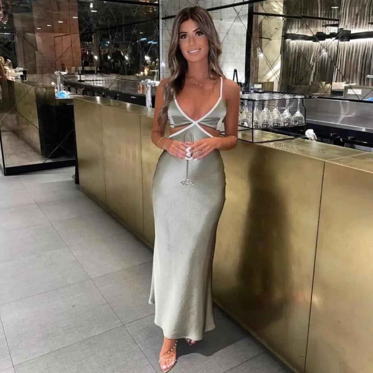 Bec & Bridge Veronique Maxi Dress in Khaki Size 8 - Image 2