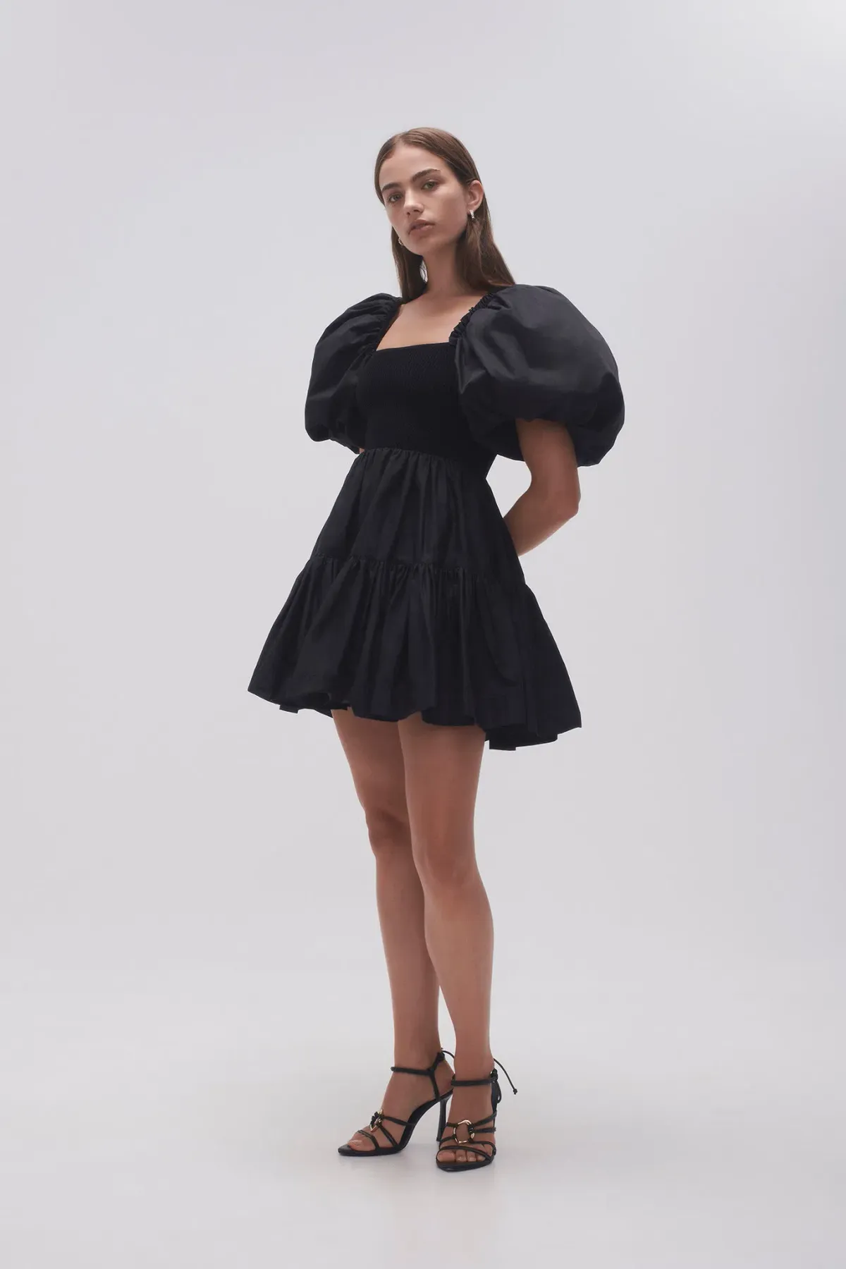 Aje Casa Puff Sleeve Mini Dress Black Size 4 - Image 1