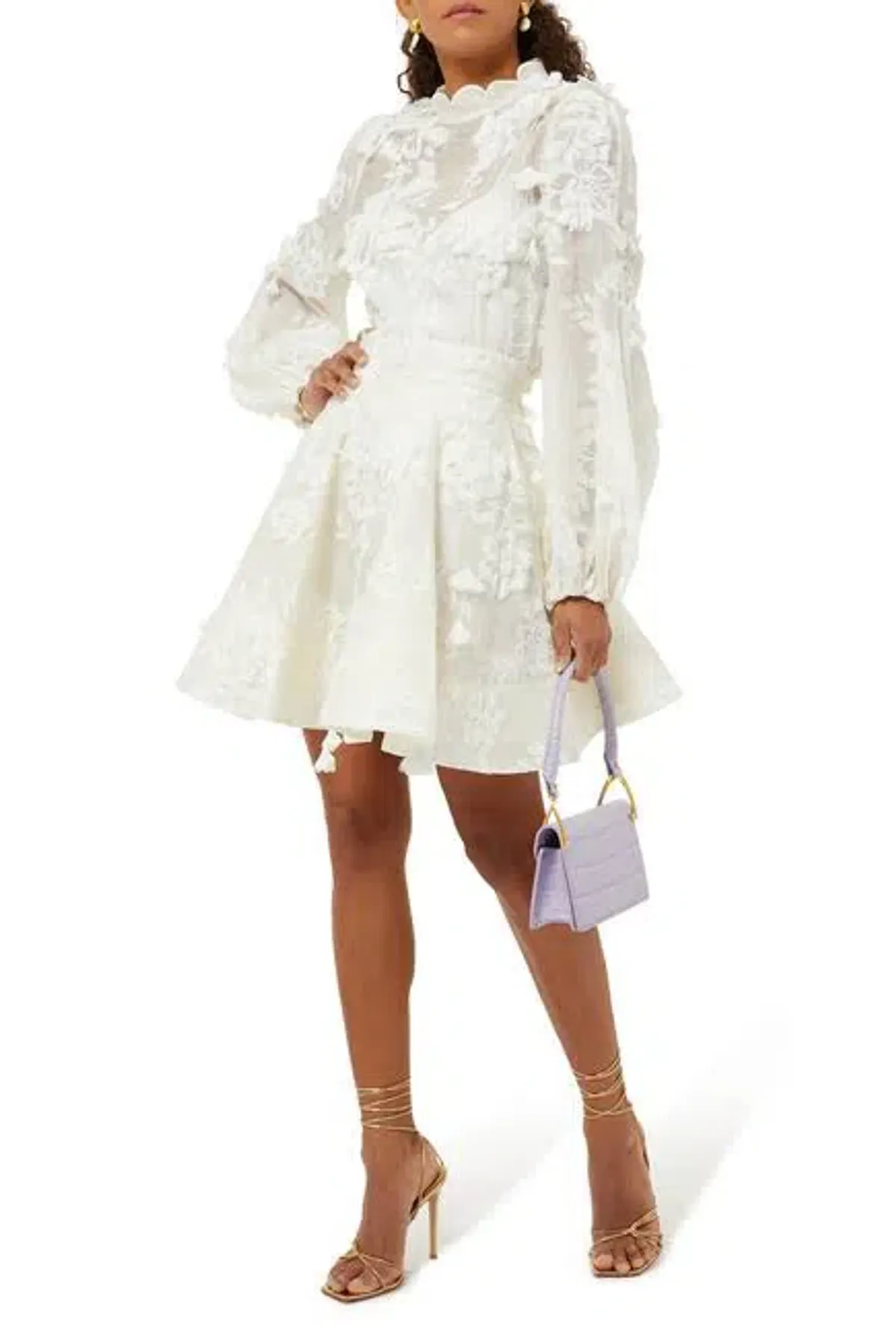 Zimmermann Postcard Blouson Top And Postcard Appliqué Mini Skirt Set Ivory Floral Size 1 / AU 10 - Image 3