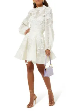 Zimmermann Postcard Blouson Top And Postcard Appliqué Mini Skirt Set Ivory Floral Size 1 / AU 10 for rent on The Volte - image 3