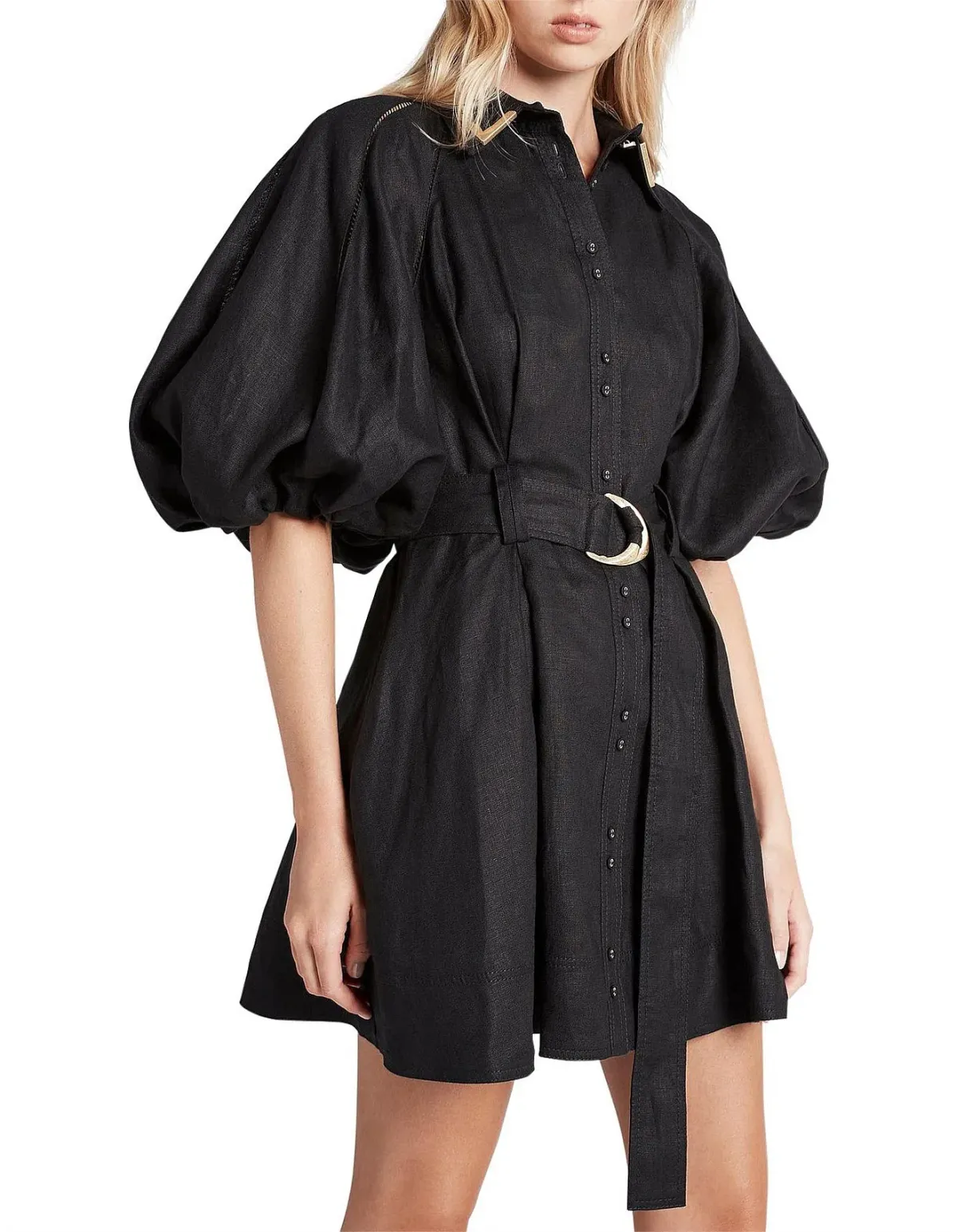 Aje Recurrence Button Up Mini Dress Black Size 8 - Image 5