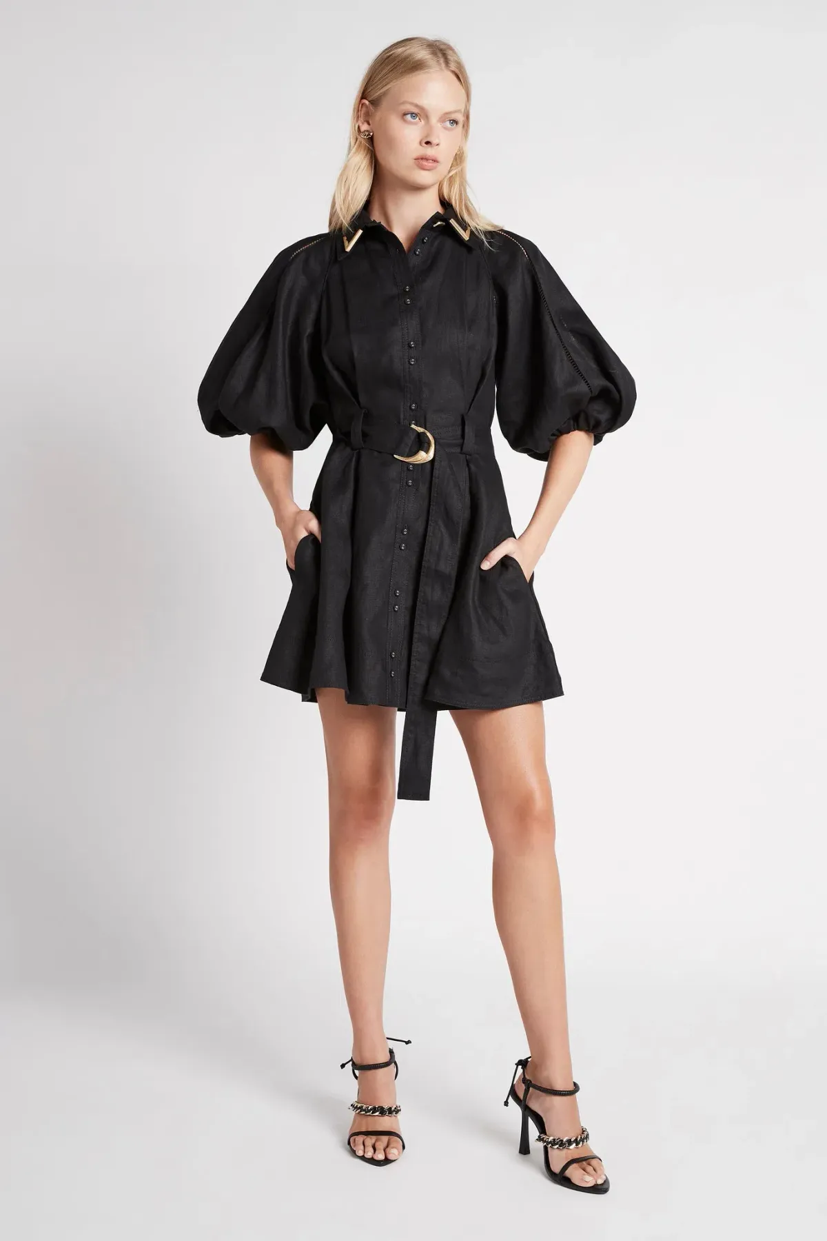 Aje Recurrence Button Up Mini Dress Black Size 8 - Image 1