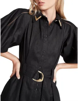 Aje Recurrence Button Up Mini Dress Black Size 8 for rent on The Volte - image 4