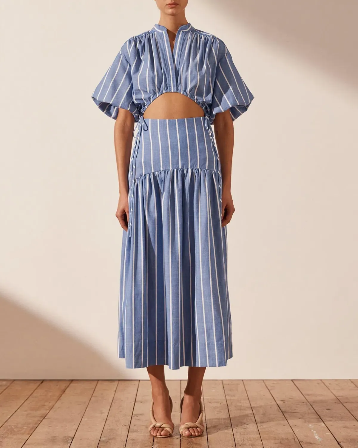 Shona Joy Kimberly Deconstructed Midi Dress Blue Size 12 - Image 1