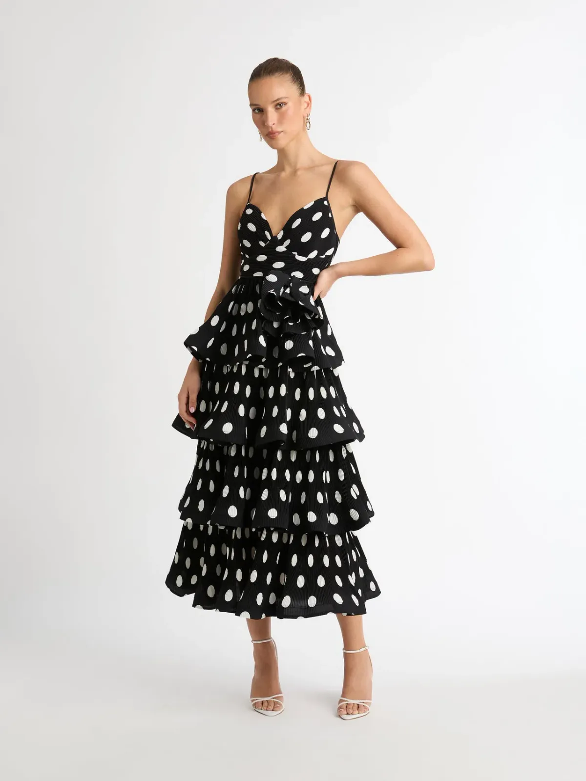Sheike Julia Tiered Polka Dot Dress Print Size 6 - Image 5