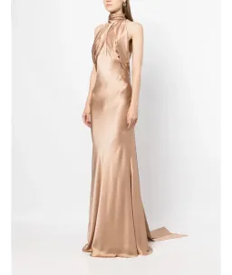 Rachel Gilbert Audrey Halterneck Dress Champagne Size 14 for rent on The Volte - image 2