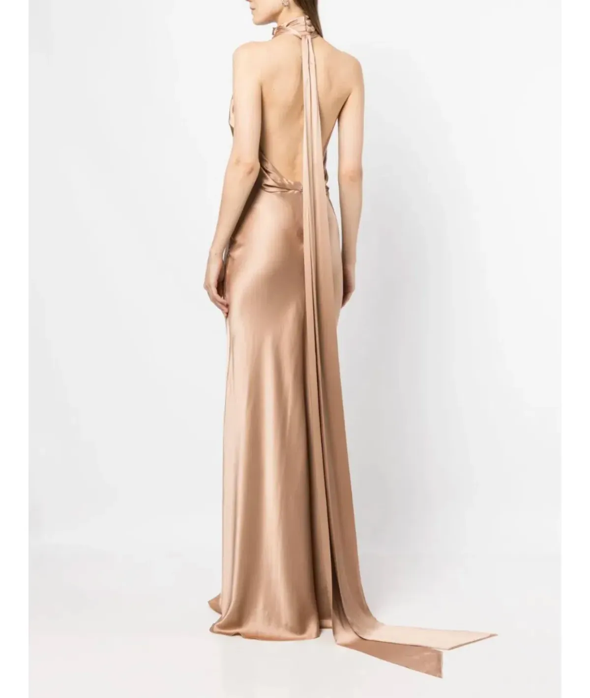 Rachel Gilbert Audrey Halterneck Dress Champagne Size 14 - Image 3