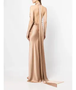 Rachel Gilbert Audrey Halterneck Dress Champagne Size 14 for rent on The Volte - image 3