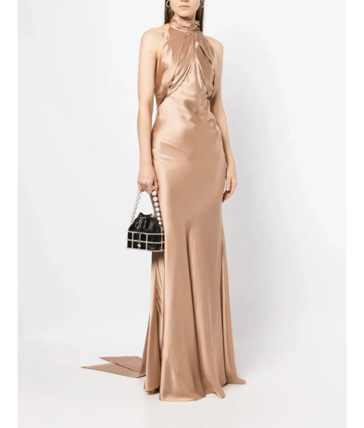 Rachel Gilbert Audrey Halterneck Dress Champagne Size 14 - Image 1