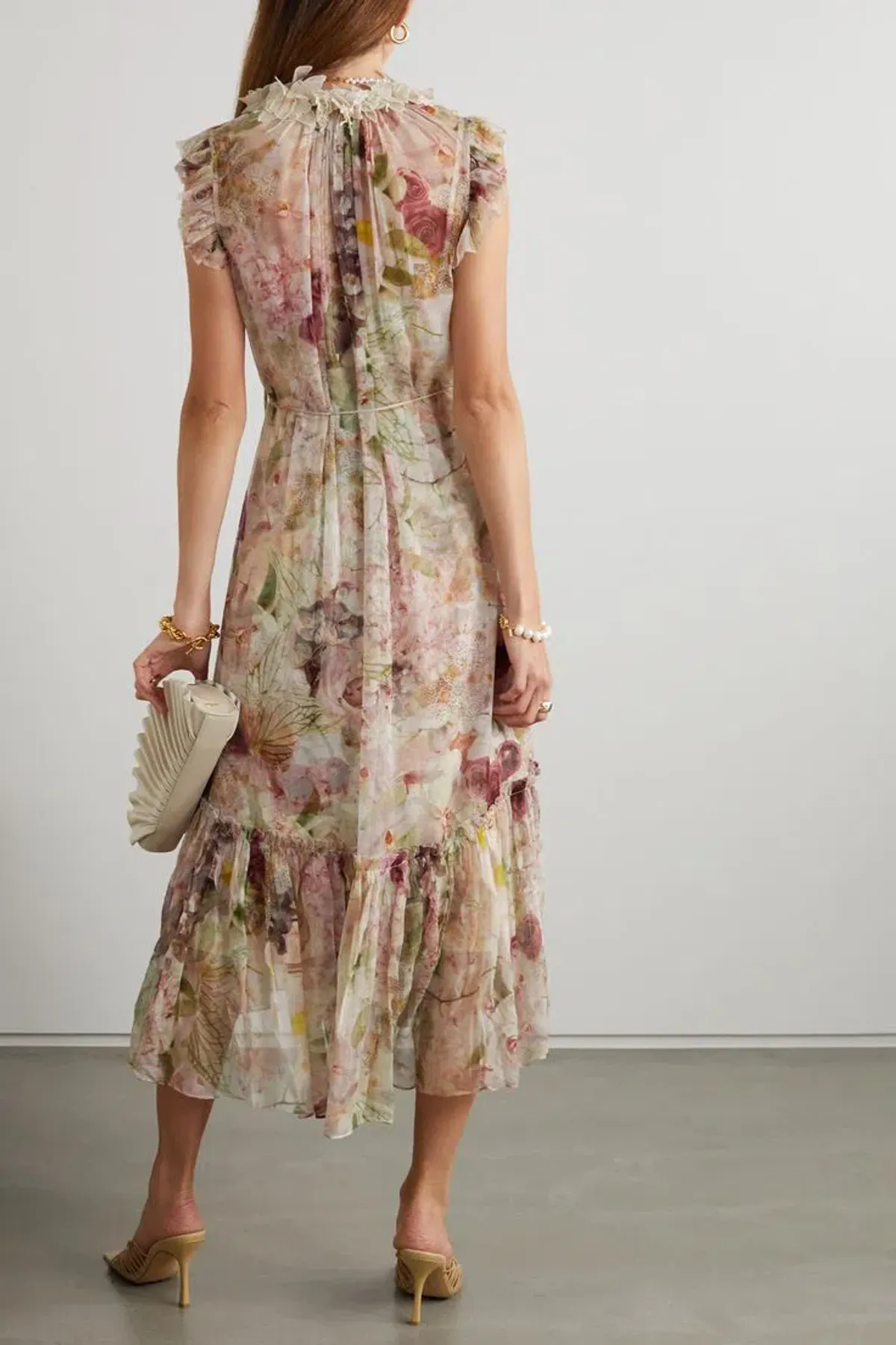 Zimmermann Dancer Flutter Midi Dress Alabaster Garden Floral Size 0 / AU 8 - Image 2
