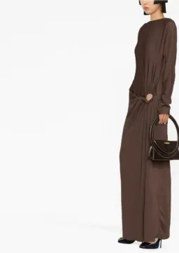 Christopher Esber Ruched Twisted Column Dress in Chocolate Size 6 for rent on The Volte - image 2