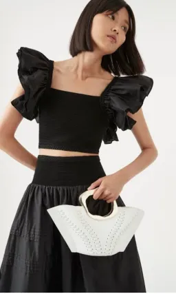 Aje Corinne Knit Bodice Crop Top and Rosalie Knit Waist Midi Skirt Set in Black Size XL / AU 16 for rent on The Volte - image 5