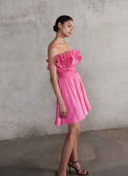 Aje Whisper Layered Mini Dress Brilliant Pink Size 10 for rent on The Volte - image 5