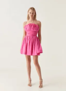 Aje Whisper Layered Mini Dress Brilliant Pink Size 10 for rent on The Volte - image 1