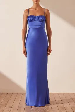 Shona Joy Oliviera Ruched Maxi Dress Strong Blue Size 10 for rent on The Volte - image 1