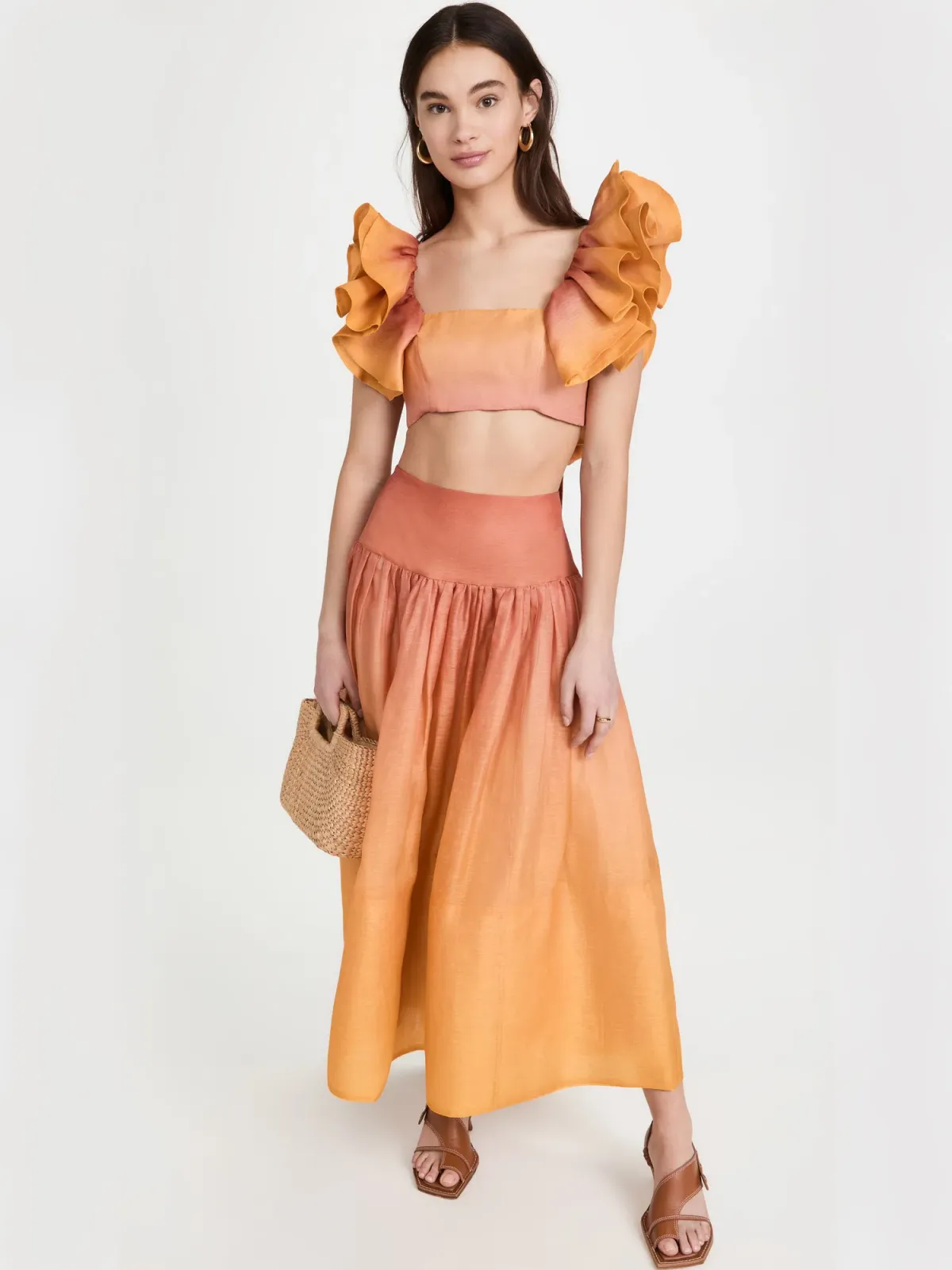 Zimmermann Postcard Ruffle Bodice And Maxi Skirt Set Ombre Sunshine Size 1 /Au  10  - Image 1