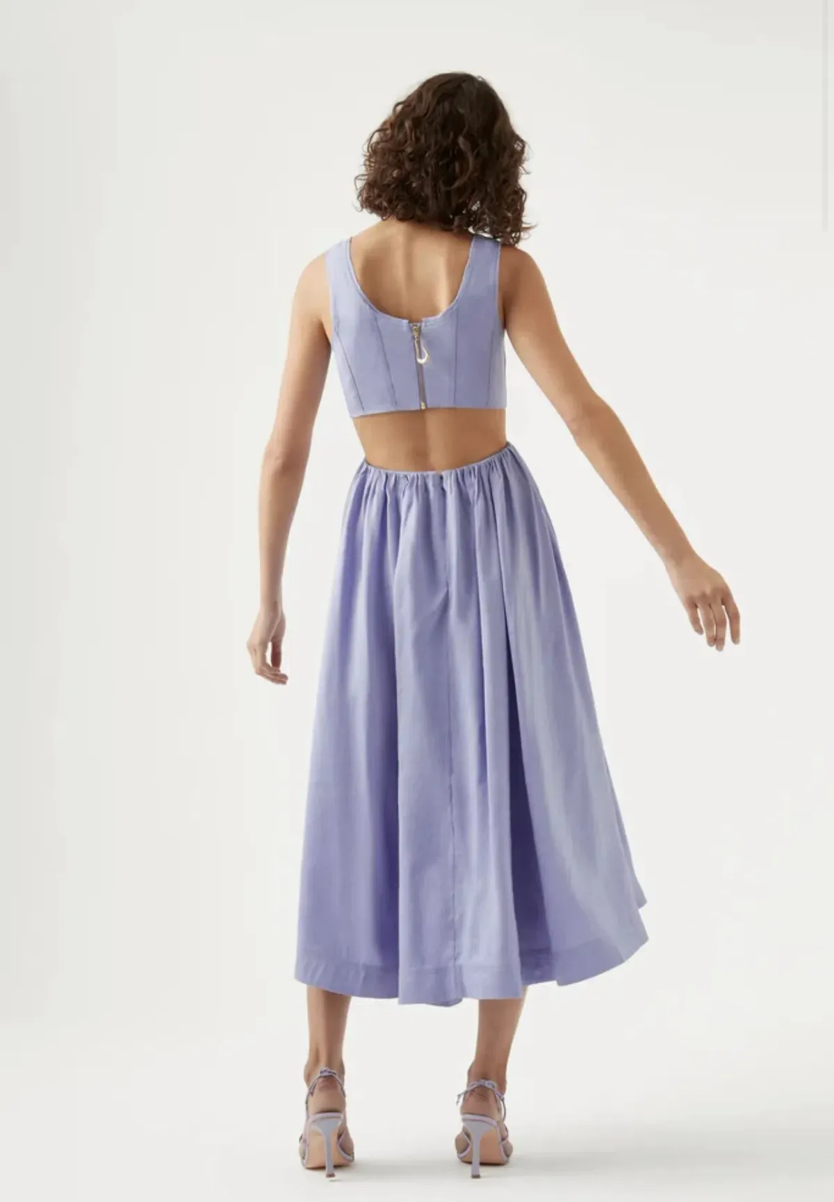 Aje Virginie Cut Out Midi Dress Cool Lavender Size 16 - Image 2