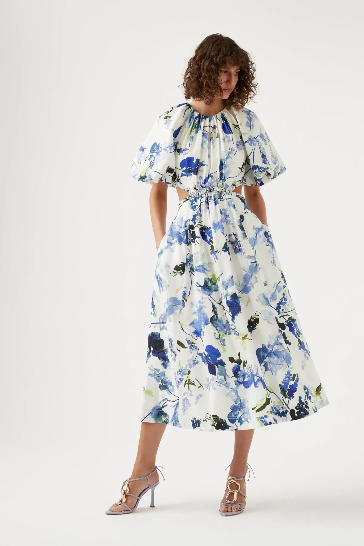 Aje Capucine Puff Sleeve Midi Dress Lavenders of Provence Size 14  - Image 1