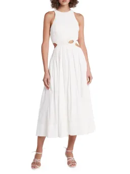 Aje Catara Sequin Sateen Cut Out Midi Dress In Ivory Size 14 for rent on The Volte - image 1