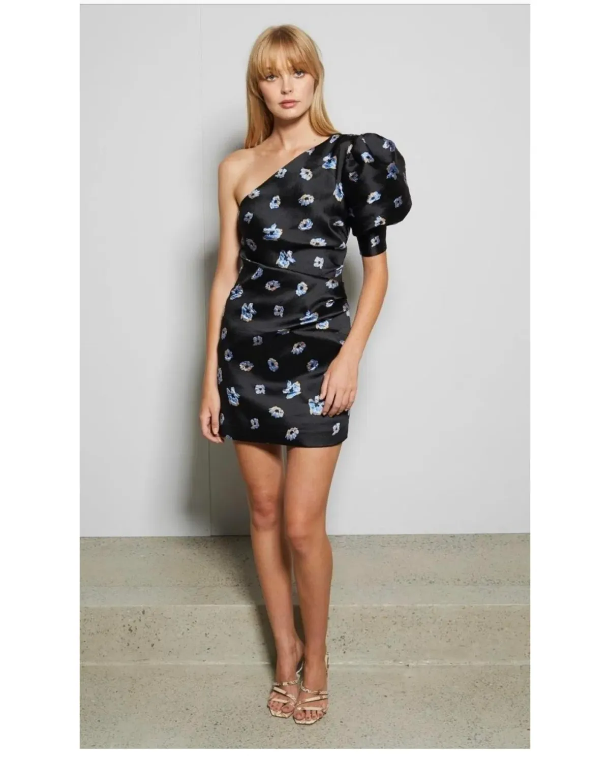 Bec & Bridge Daisy Asym Mini Dress Black Floral Size AU 8 - Image 1