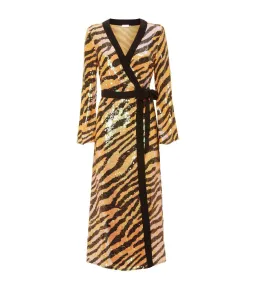 RIXO London 'Gigi' Sequin Midi Dress Tiger Print Sequins Size M/Au 12 for rent on The Volte - image 3