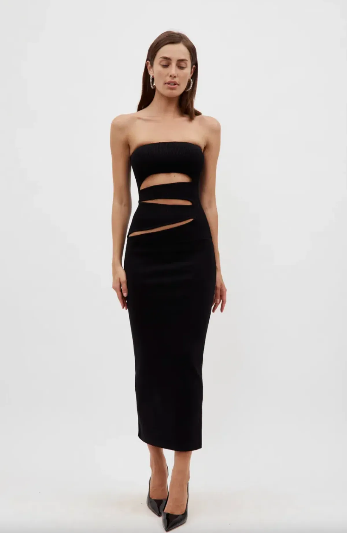 Christopher Esber Slashed Knit Strapless Dress Black Size S/Au 8 - Image 1