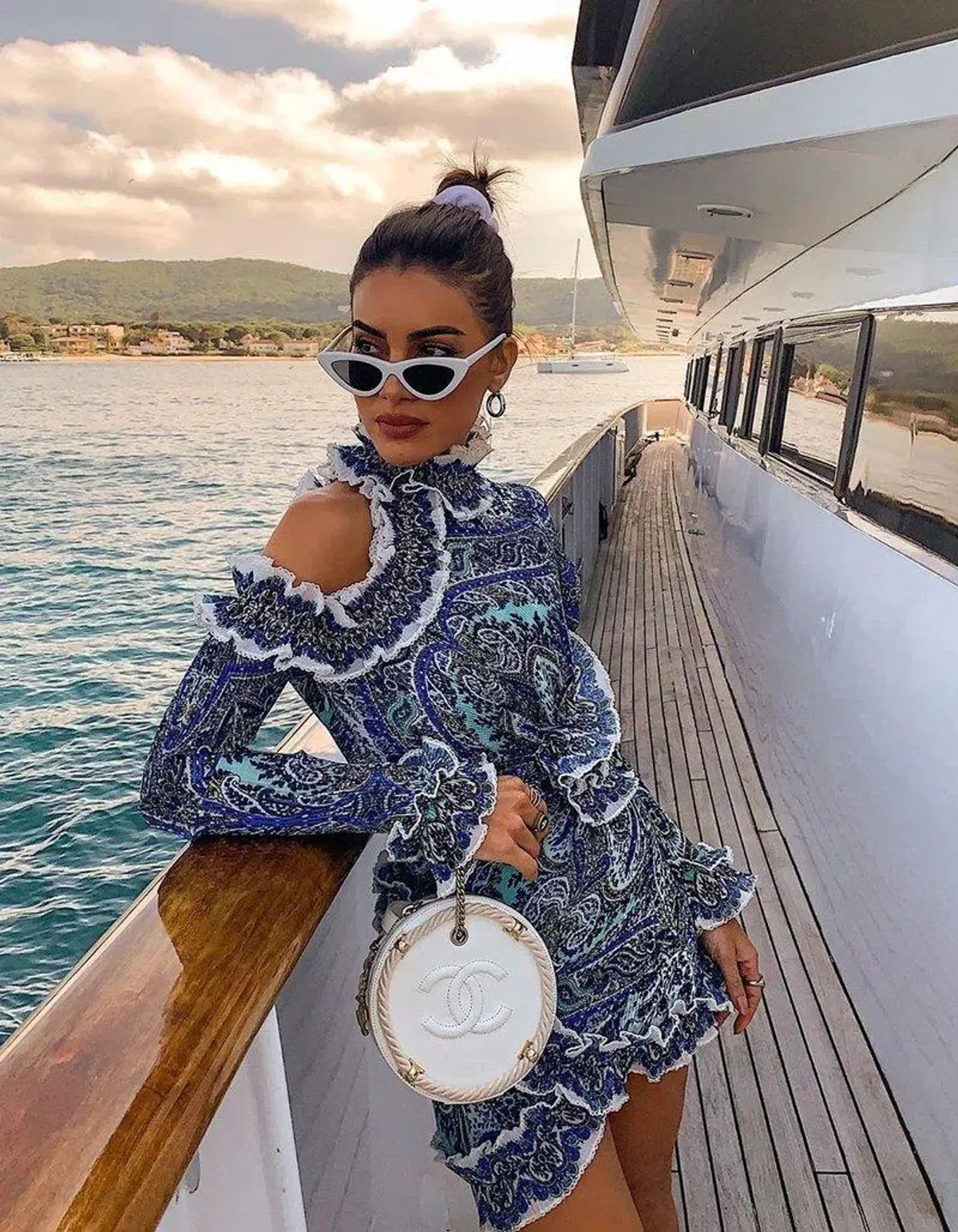 Zimmermann Moncur Ruffle Neck Mini Dress in Aqua Paisley Size 1 / Au 10 - Image 2