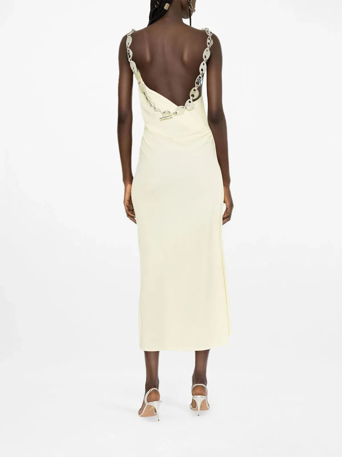 Christopher Esber Chain Link Cowl Neck Dress Yellow Size 10 - Image 3