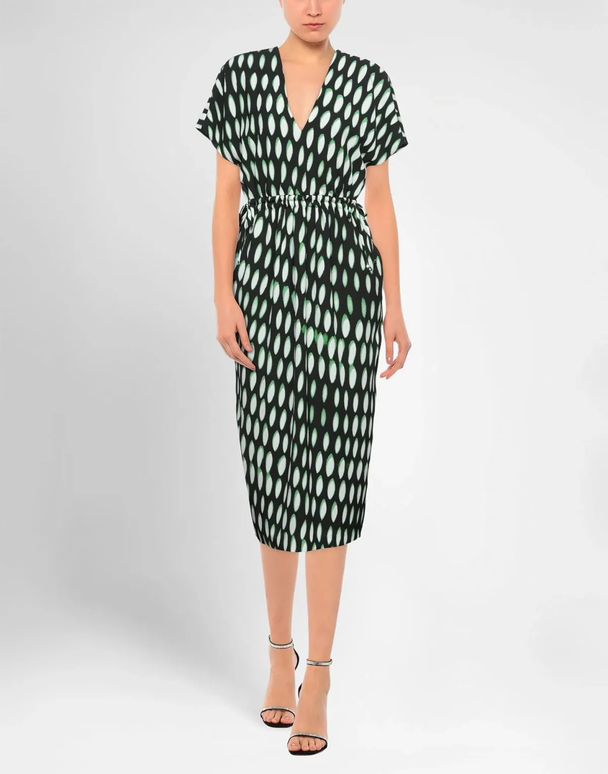 Dries Van Noten Dorias V Neck Midi Dress Print Size 10 - Image 1