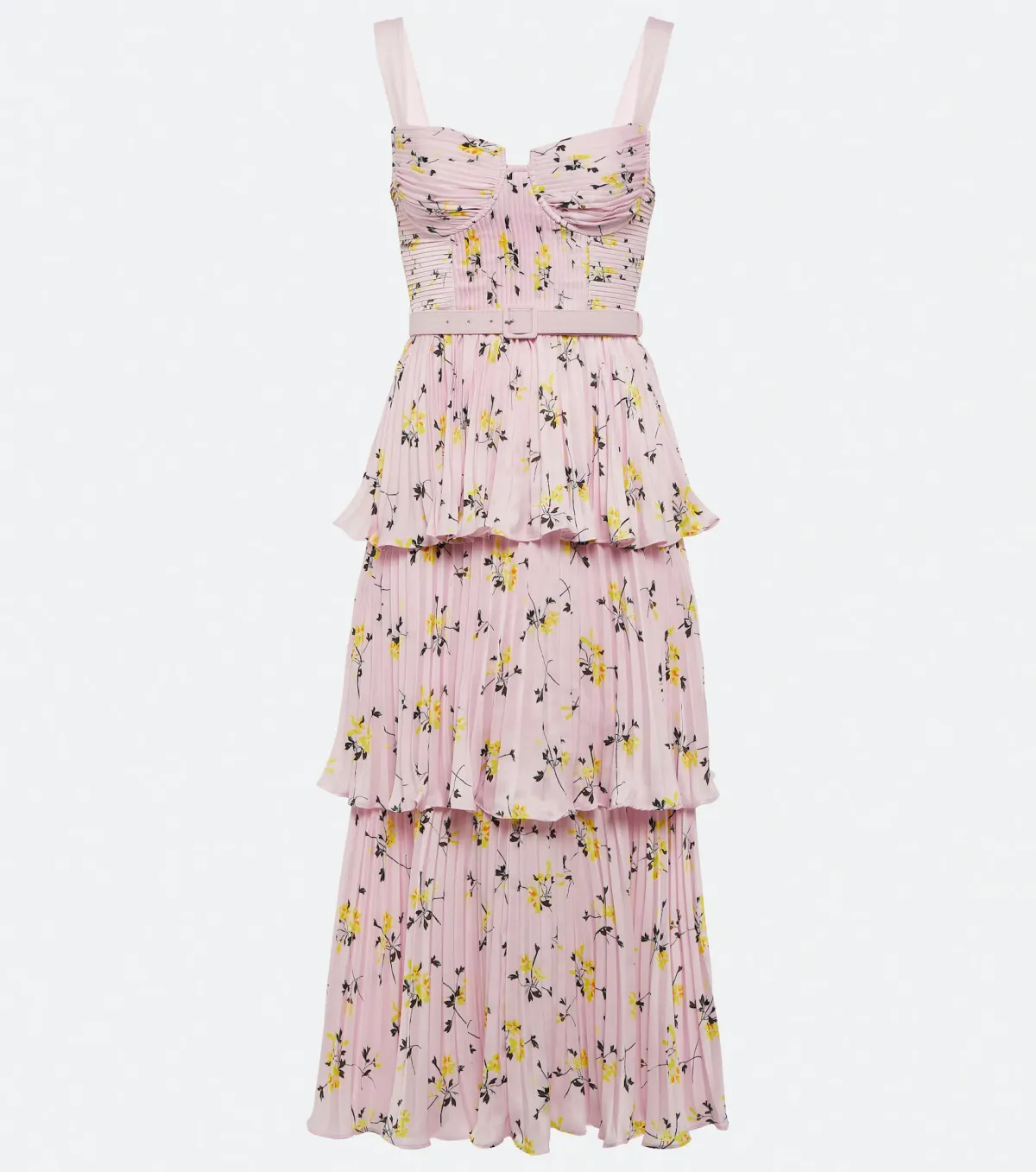 Self Portrait Satin Midi Dress Pink Floral Size 8 - Image 4