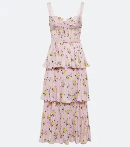 Self Portrait Satin Midi Dress Pink Floral Size 8 for rent on The Volte - image 4