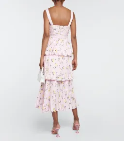 Self Portrait Satin Midi Dress Pink Floral Size 8 for rent on The Volte - image 3