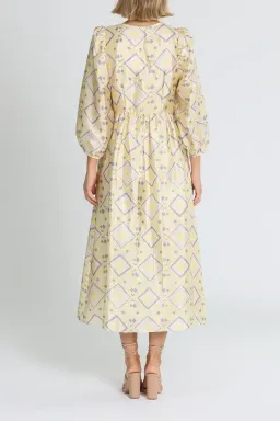 Baum Und Pferdgarten Asana Midi Dress in Yellow Size 10 for rent on The Volte - image 3