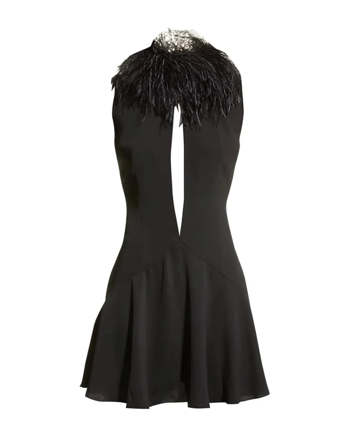 16Arlington Botley Madrid Crepe Mini Dress Black Feather-Trim Size 8 - Image 3