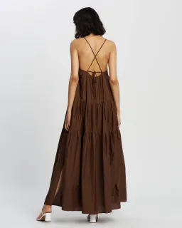 Camilla and Marc Majella Tiered Maxi Dress Brown Size 8 for rent on The Volte - image 2