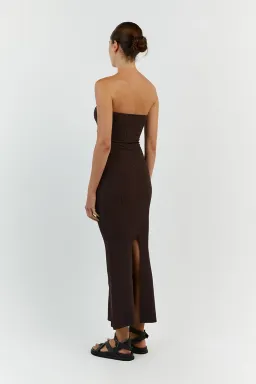 Dissh Raven Bit Choc Bandeau Midi Dress Brown Size L / AU 12 for rent on The Volte - image 2