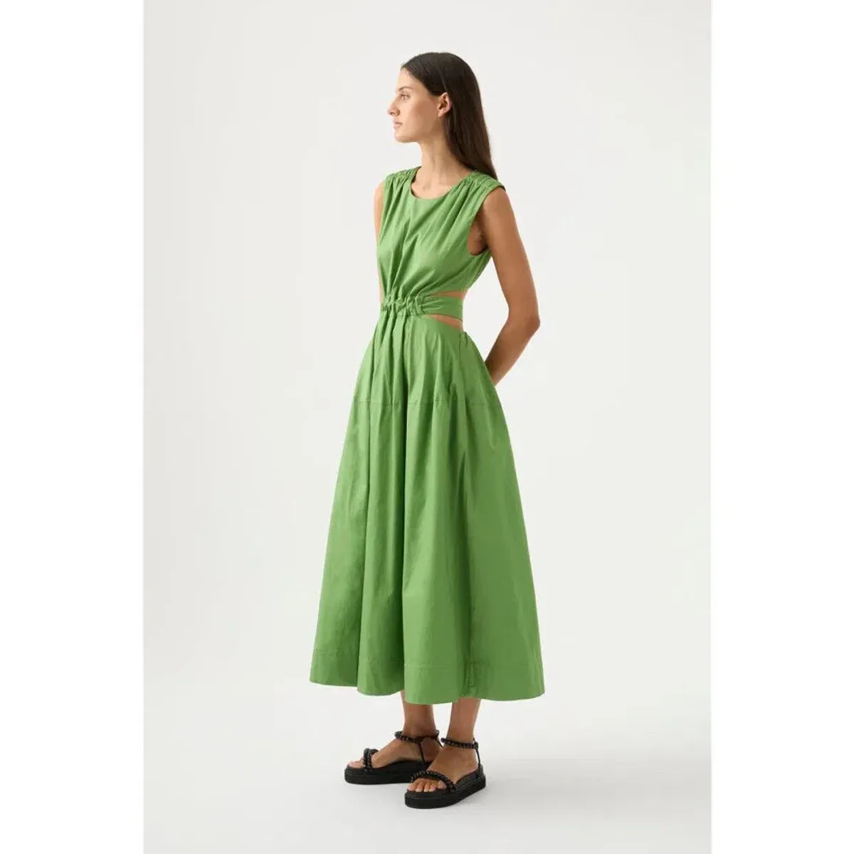Aje Zorina Tie Midi Dress Fern Green Size 10 - Image 6