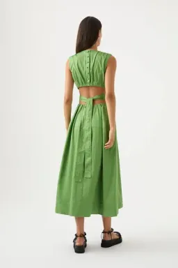Aje Zorina Tie Midi Dress Fern Green Size 10 for rent on The Volte - image 5