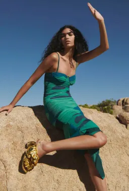 Sir the Label Frankie Gathered Dress Green Multi Size 12 for rent on The Volte - image 4