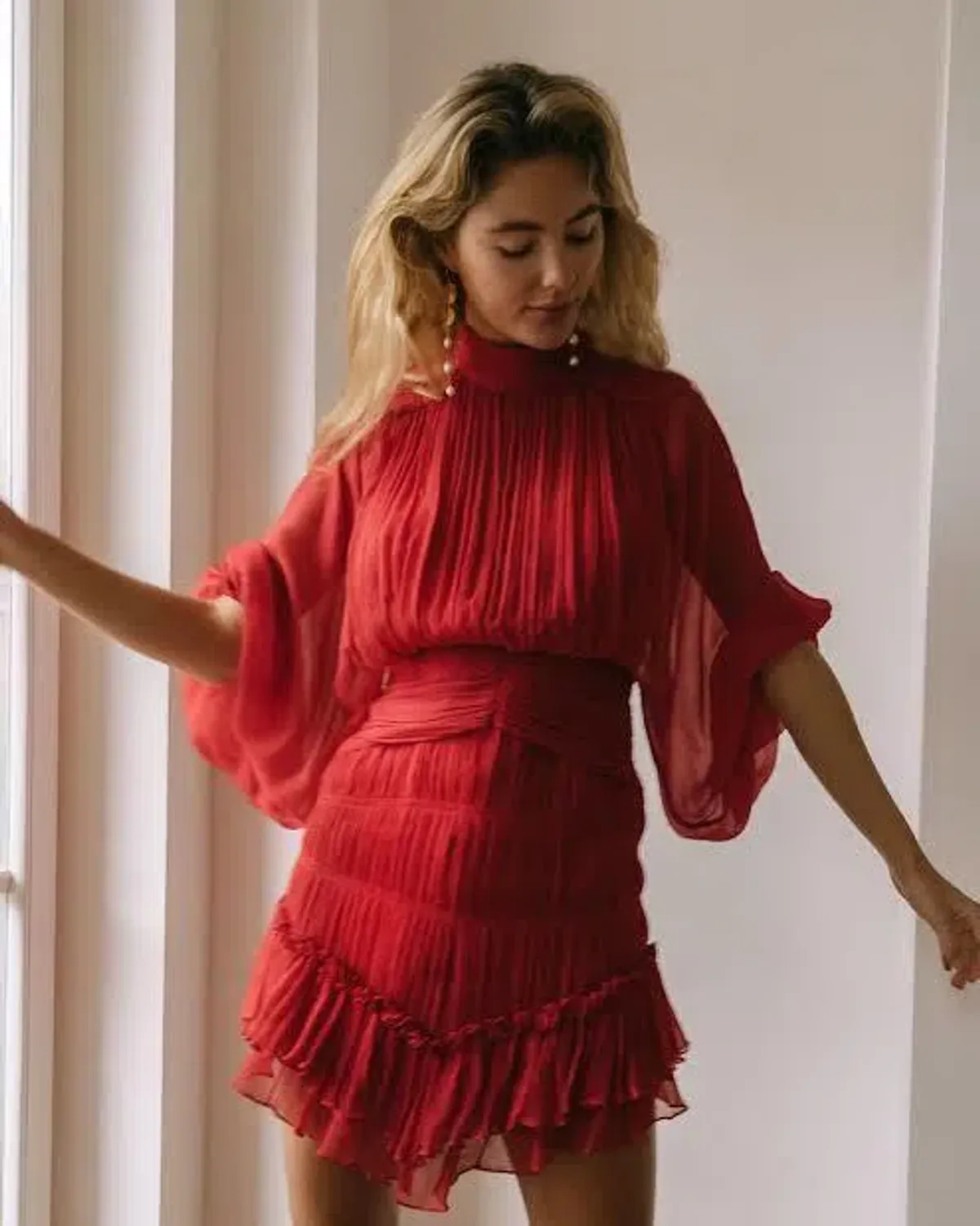 Shona Joy Clemence Long Sleeve Mini Dress Red Size 8 - Image 2