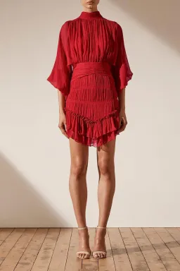 Shona Joy Clemence Long Sleeve Mini Dress Red Size 8 for rent on The Volte - image 1