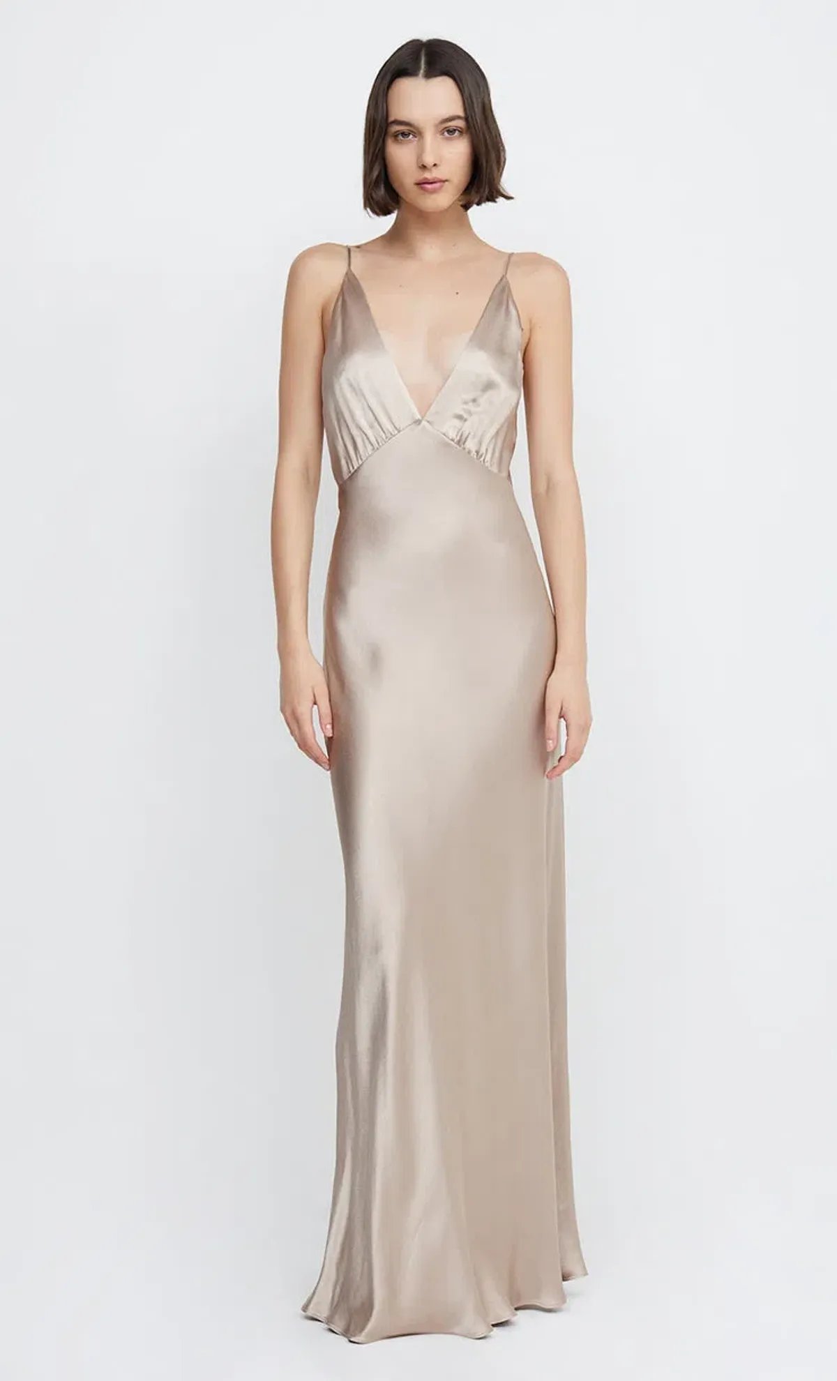 Bec & Bridge Lorelai V Maxi Dress Smoke Taupe Size 10 - Image 4