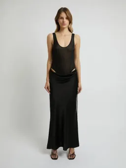 Christopher Esber Sheer Torso Cowl Tank Dress Charcoal Size 6 for rent on The Volte - image 1