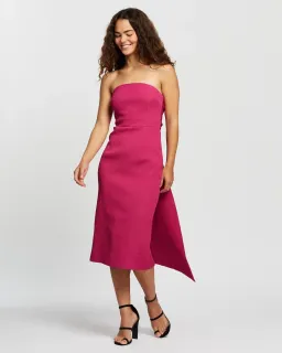 Rebecca Vallance Andie Tie Midi Dress Pink Size 8 for rent on The Volte - image 1
