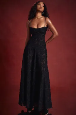 House Of CB Seren Floral Lace Back Maxi Dress Black  Size S/Au 8 for rent on The Volte - image 2