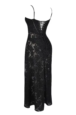 House Of CB Seren Floral Lace Back Maxi Dress Black  Size S/Au 8 for rent on The Volte - image 9