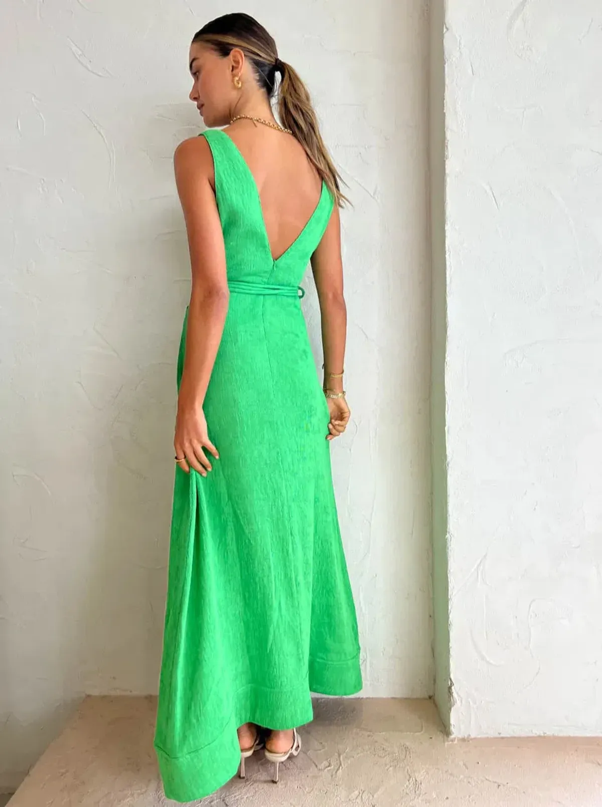 By Nicola Starboard Maxi Cross Waist Dress in Parakeet Green Size 10 - Image 3