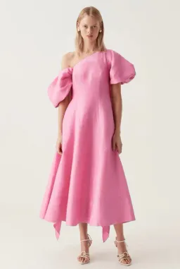 Aje Arista Tulip Sleeve Midi Dress Pink Size 8 for rent on The Volte - image 1