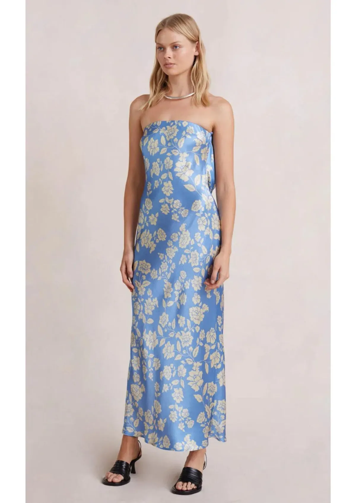 Bec & Bridge Blossom Strapless Maxi Dress in Blue Floral Size 6 - Image 1